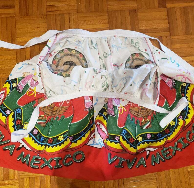 Vintage Hand Painted novelty cotton Mexican Mexico full skirt L XL rockabilly - Fresh Stock Dated October 2025