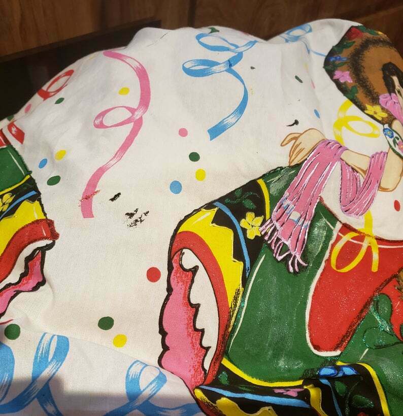 Vintage Hand Painted novelty cotton Mexican Mexico full skirt L XL rockabilly - Fresh Stock Dated October 2025