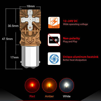 1157 LED Brake Stop Tail Light Bulbs Lamps for Motorcycle Pure Red Free Return - Fresh Stock Dated October 2025
