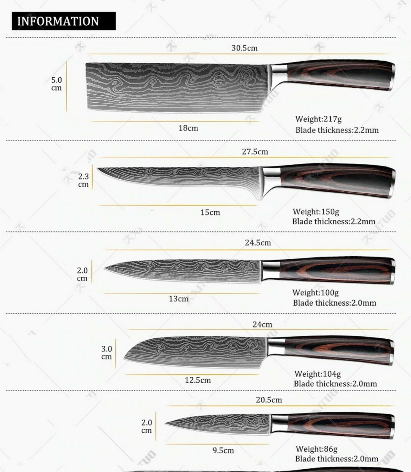 Kitchen Knife set Professional Stainless Steel Damascus Cleaver Japan Chef - Fresh Stock Dated October 2025
