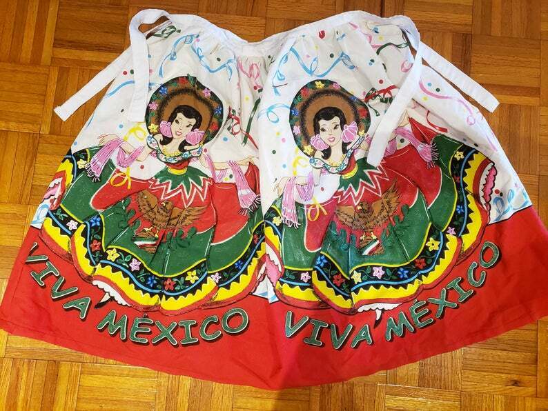 Vintage Hand Painted novelty cotton Mexican Mexico full skirt L XL rockabilly - Fresh Stock Dated October 2025