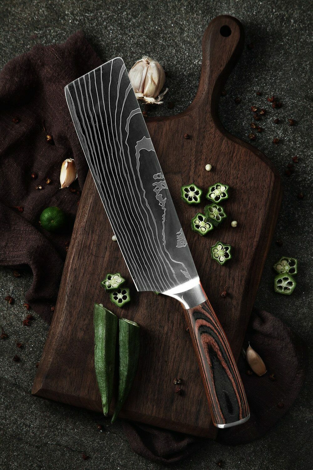 6 Pcs Kitchen Cook Knives Set Japanese Damascus Style Stainless Steel Chef Knife - Fresh Stock Dated October 2025