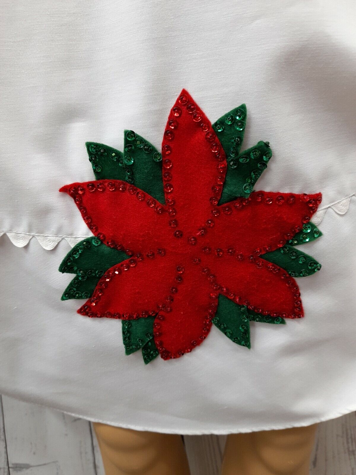 Vtg Circle Malco Modes Partners Please Skirt Sz S Christmas Poinsettia White - Fresh Stock Dated October 2025