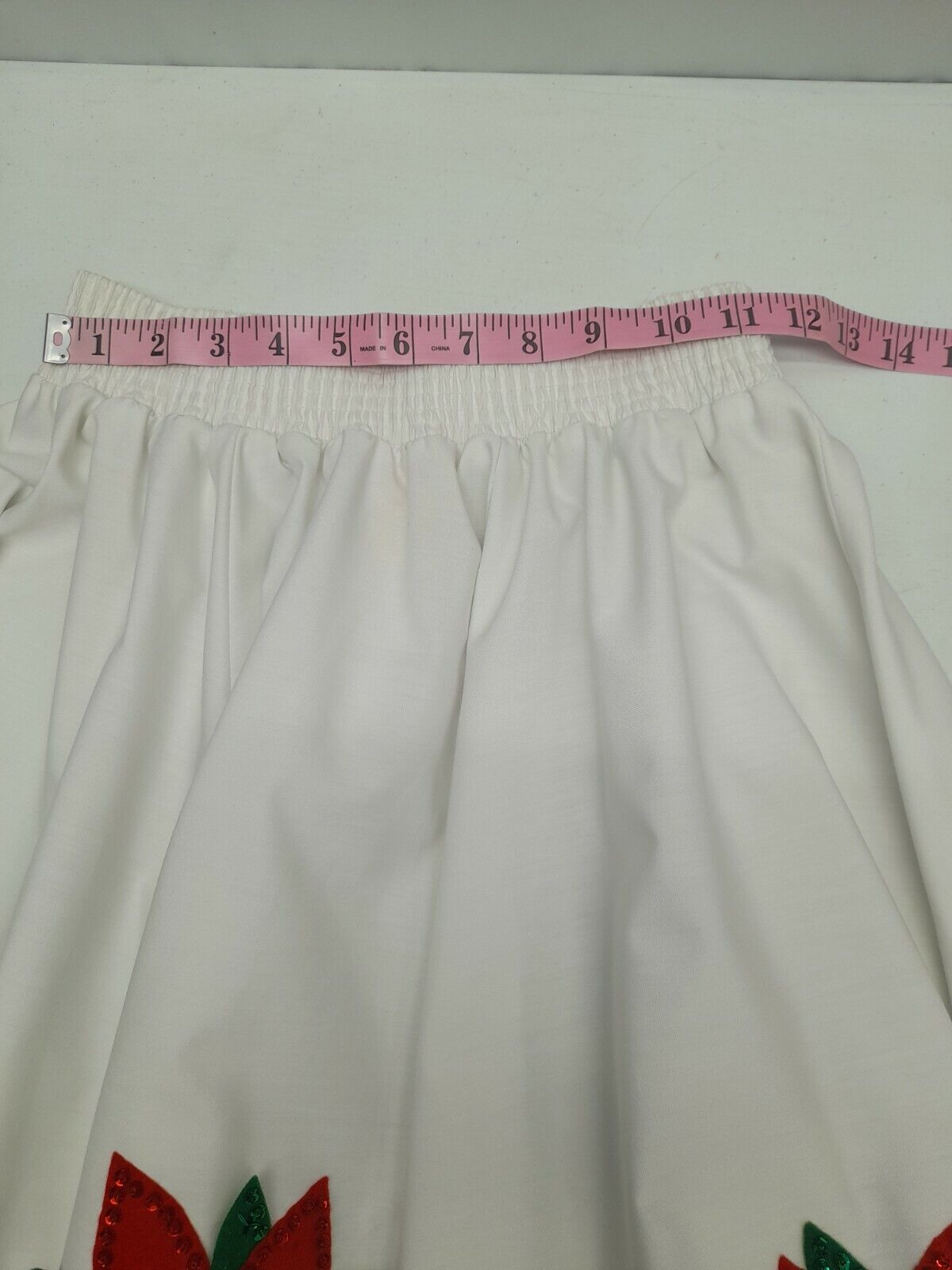 Vtg Circle Malco Modes Partners Please Skirt Sz S Christmas Poinsettia White - Fresh Stock Dated October 2025