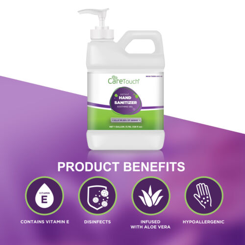 Care Touch Instant Hand Sanitizer Gel with Vitamin E and Aloe Vera, 1 Gallon - Fresh Stock Dated October 2025