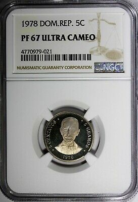 DOMINICAN REPUBLIC PROOF 1978 5 Centavos NGC PF67 UC MINTAGE-5,000 Coins KM# 49 - Fresh Stock Dated October 2025