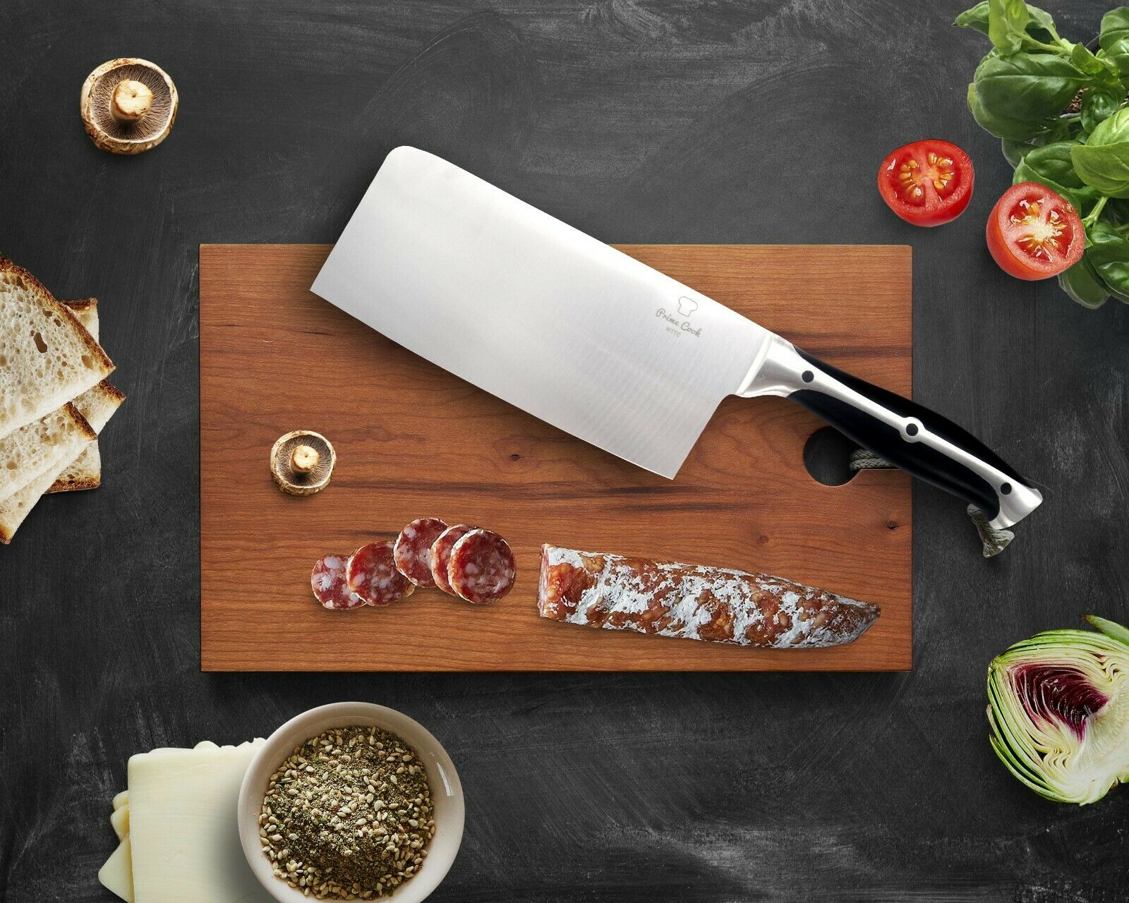 8 Pieces Kitchen Knife Set/Stainless Steel/BLACK/Cleaver by Prime Cook - Fresh Stock Dated October 2025