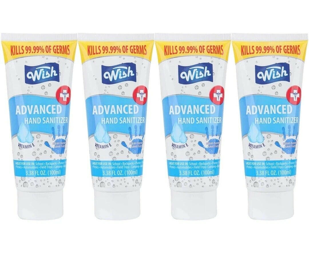 Wish Hand Sanitizer 70% Alcohol 3.38oz Tube Travel Size - Fresh Stock Dated October 2025