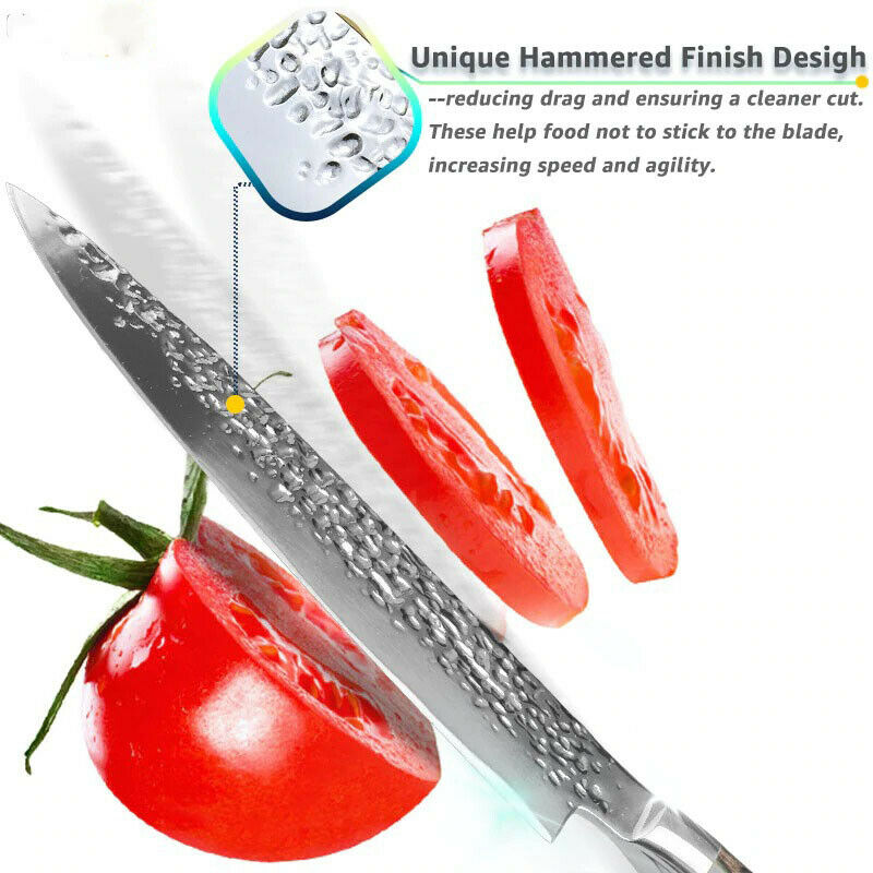 5PCS Kitchen Knife Set Japanese Chef Knives Carbon Stainless Steel Blade Vintage - Fresh Stock Dated October 2025