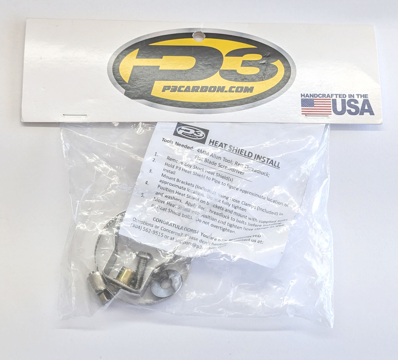 4 Pack - Header Heat Shield Mount Bracket w/ Clamp & Screw P3 602020 - Fresh Stock Dated October 2025