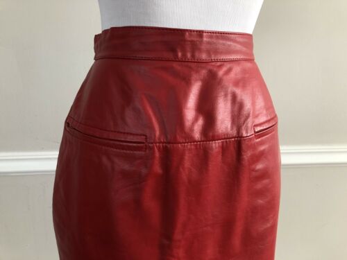 Vtg 70s/80s PIA RUCCI Red Leather Pencil Wiggle Skirt New Wave Punk High Waist - Fresh Stock Dated October 2025