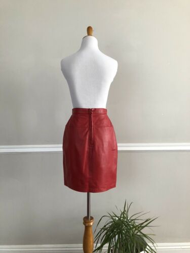 Vtg 70s/80s PIA RUCCI Red Leather Pencil Wiggle Skirt New Wave Punk High Waist - Fresh Stock Dated October 2025