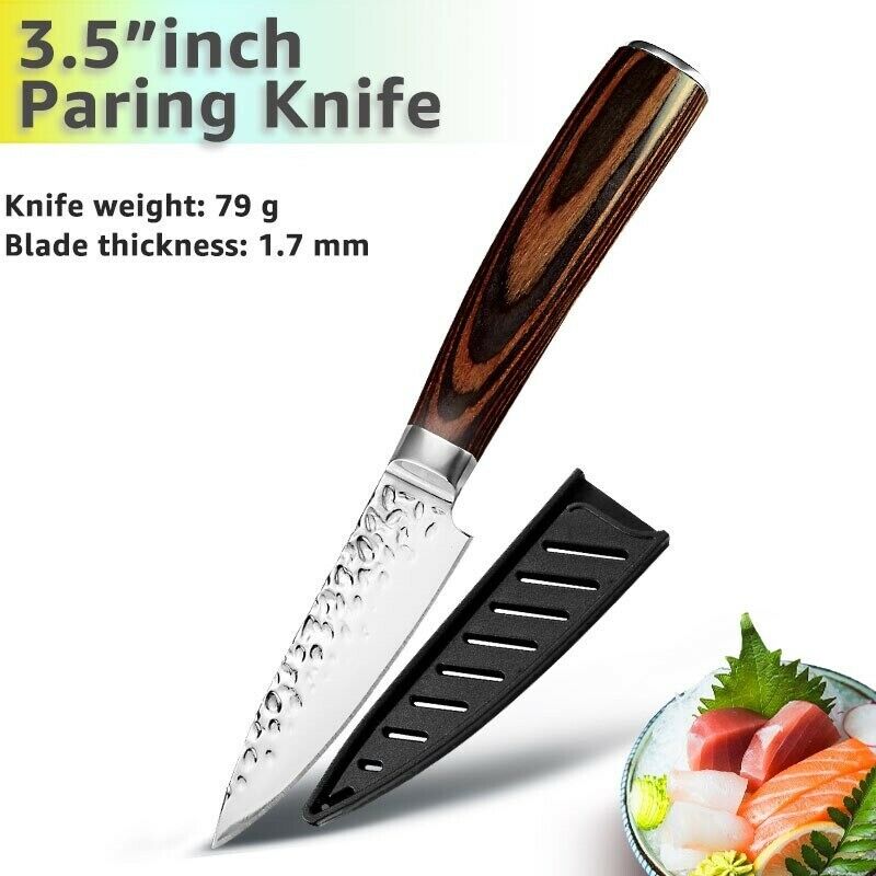 5PCS Kitchen Knife Set Japanese Chef Knives Carbon Stainless Steel Blade Vintage - Fresh Stock Dated October 2025