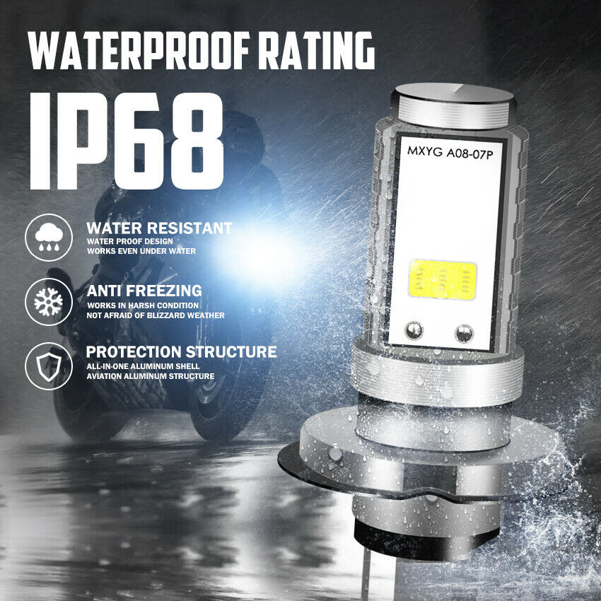 IRONWALLS H4 9003 HB2 LED Bulb Hi/Lo Beam 6000K White Motorcycle Headlight Power - Fresh Stock Dated October 2025