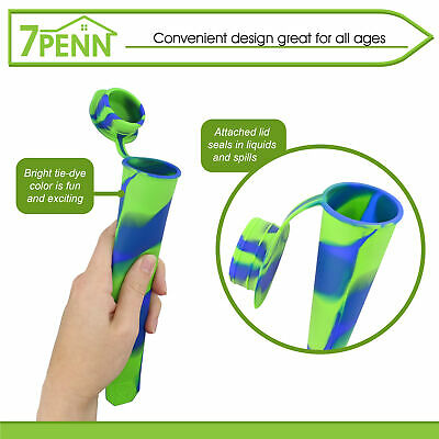 7Penn Ice Pop Molds Popsicle Molds - 6 Pc Silicone Frozen Yogurt Tubes with Lids - Fresh Stock Dated October 2025