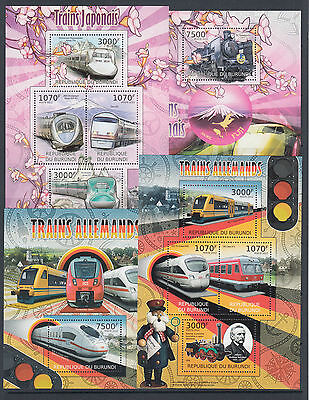 Burundi Sc 1061-1098 MNH. 2012 Space & Transportation, cplt set of 38 s/s Trains - Fresh Stock Dated October 2025