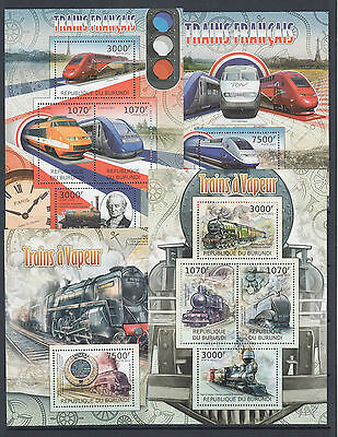 Burundi Sc 1061-1098 MNH. 2012 Space & Transportation, cplt set of 38 s/s Trains - Fresh Stock Dated October 2025