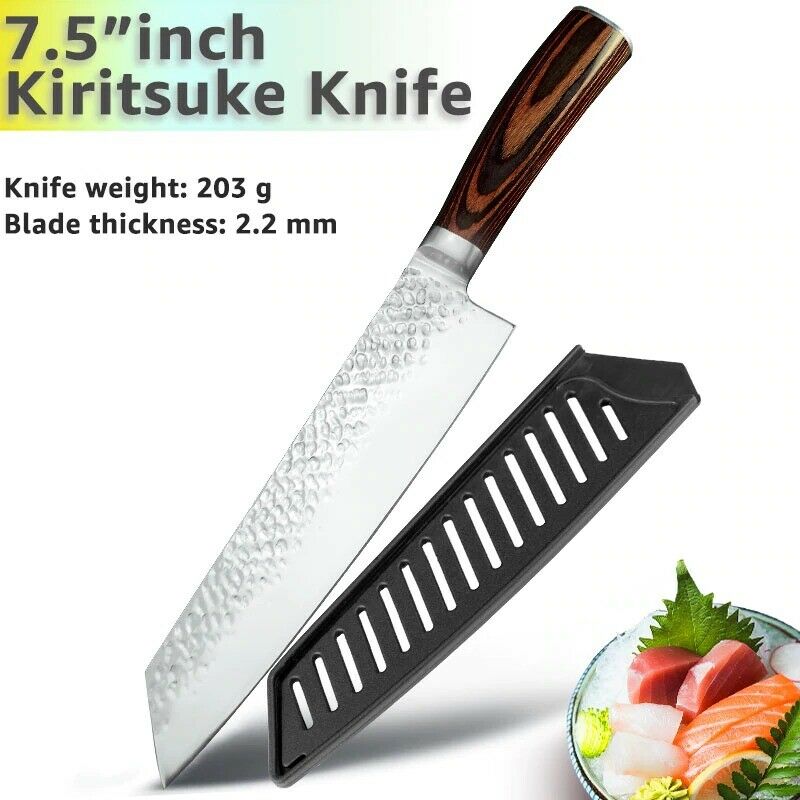 5PCS Kitchen Knife Set Japanese Chef Knives Carbon Stainless Steel Blade Vintage - Fresh Stock Dated October 2025