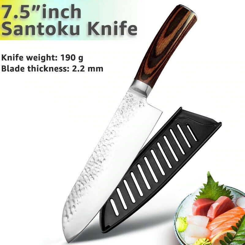 5PCS Kitchen Knife Set Japanese Chef Knives Carbon Stainless Steel Blade Vintage - Fresh Stock Dated October 2025