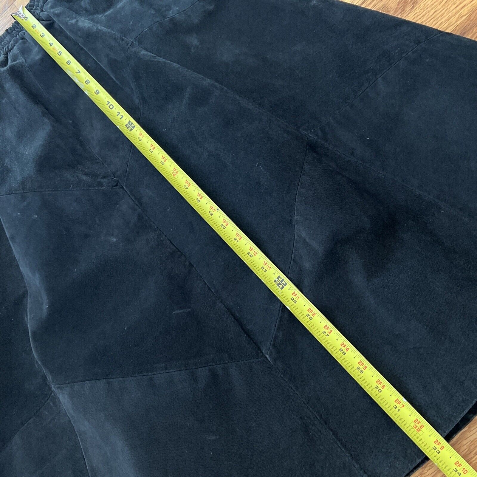 Etosha Vintage 80s-90s Long Black Suede Leather Skirt Sz S Lined Elastic waist￼ - Fresh Stock Dated October 2025