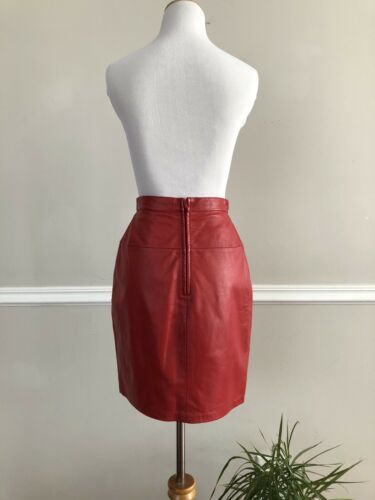 Vtg 70s/80s PIA RUCCI Red Leather Pencil Wiggle Skirt New Wave Punk High Waist - Fresh Stock Dated October 2025