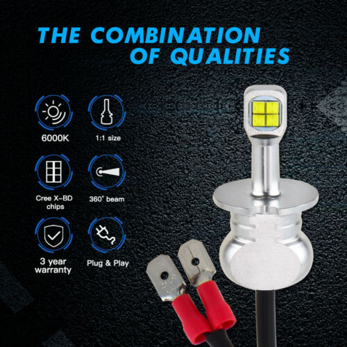 Bevinsee H3 LED Headlight Bulb For Buell Firebolt XB9R XB12R 03 04-09 Lightning - Fresh Stock Dated October 2025