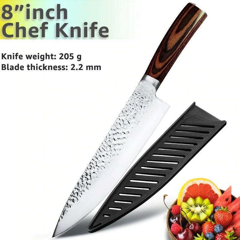 5PCS Kitchen Knife Set Japanese Chef Knives Carbon Stainless Steel Blade Vintage - Fresh Stock Dated October 2025