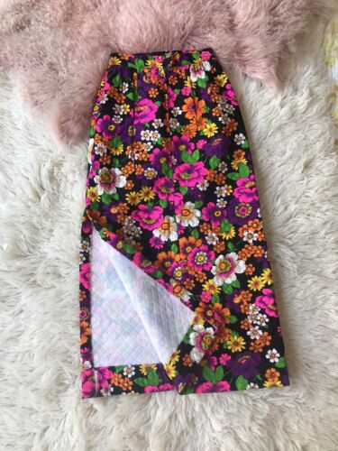 Vintage 60's 70's Quilted Floral Maxi Skirt Retro Mod Homespun Cottage Core S - Fresh Stock Dated October 2025