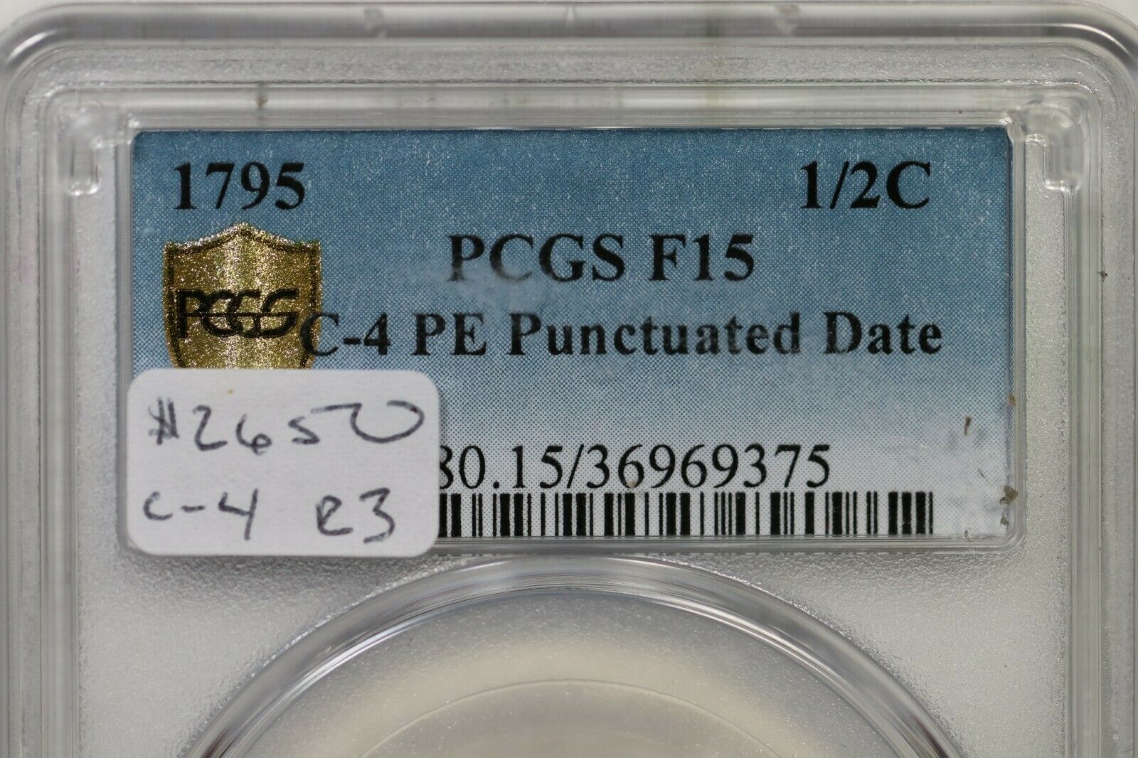 1795 C-4 R-3 PCGS F 15 Punctuated Date Liberty Cap Half Cent Coin 1/2c - Fresh Stock Dated October 2025