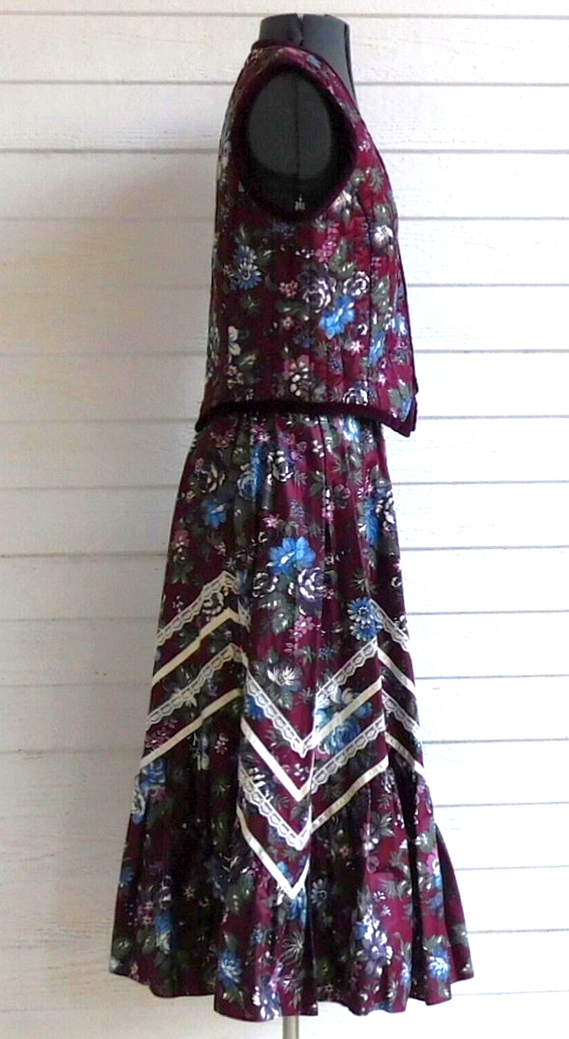 Vintage Gunne Sax Gunnies Skirt  And Button Up Vest Set Size 13 - Fresh Stock Dated October 2025