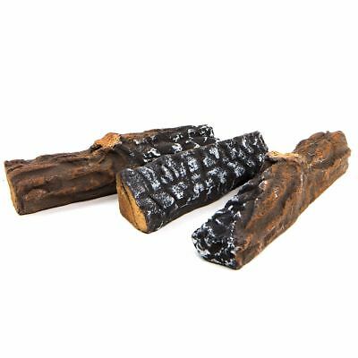 Decorative Realistic Flame 10 PC Petite Ceramic Wood Fireplace Firepit Log Set - Fresh Stock Dated October 2025