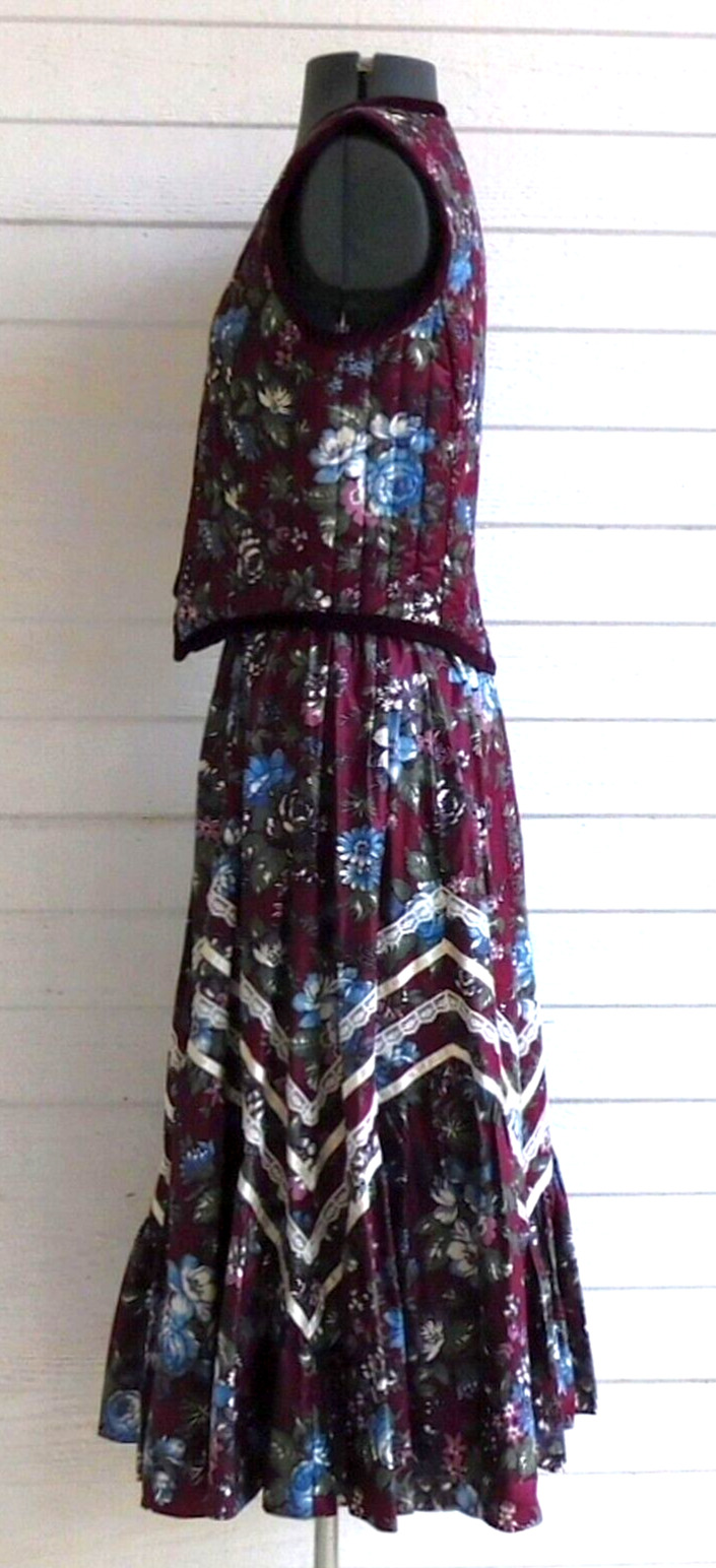 Vintage Gunne Sax Gunnies Skirt  And Button Up Vest Set Size 13 - Fresh Stock Dated October 2025