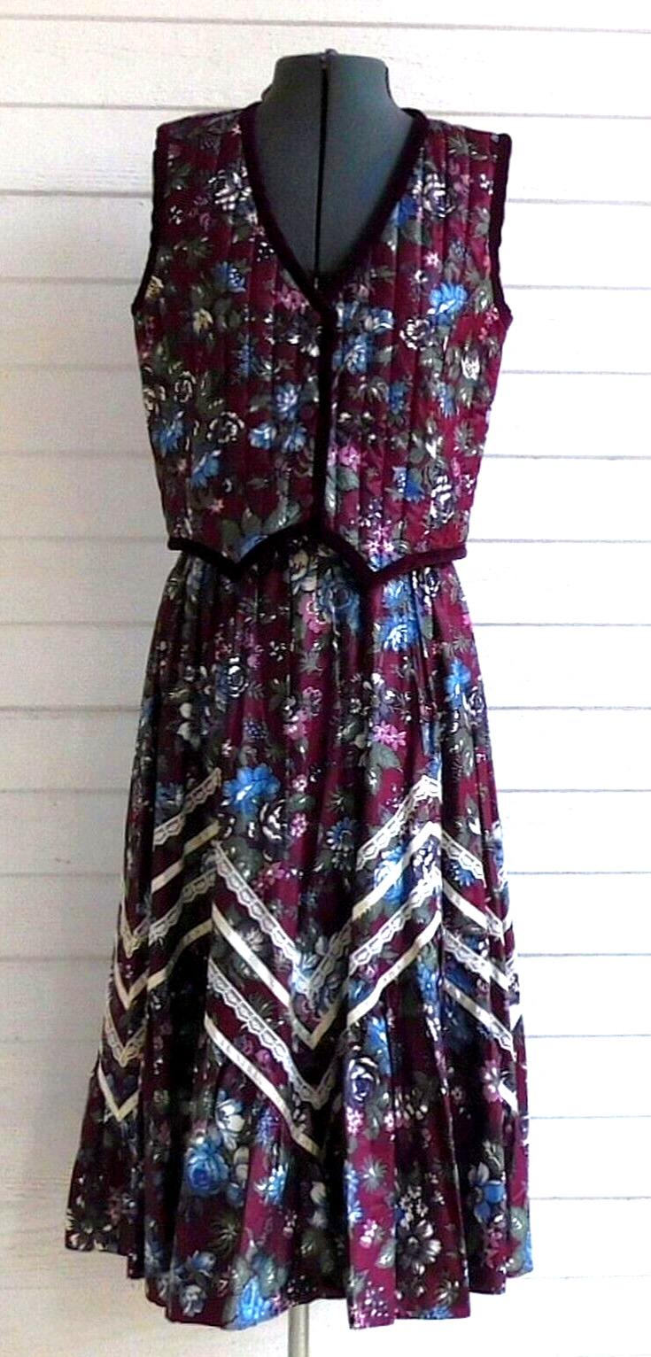Vintage Gunne Sax Gunnies Skirt  And Button Up Vest Set Size 13 - Fresh Stock Dated October 2025
