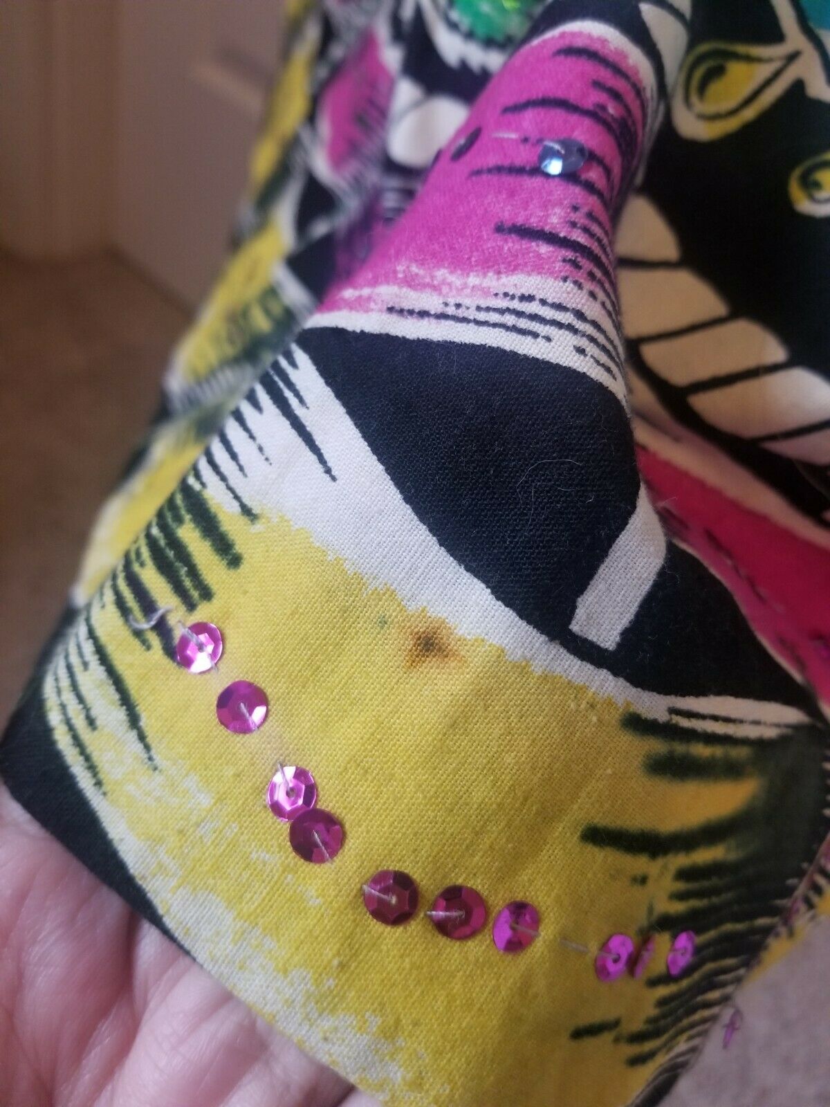 Vintage Mexican Full Circle Skirt Hand Painted Floral With Sequins Rockabilly - Fresh Stock Dated October 2025
