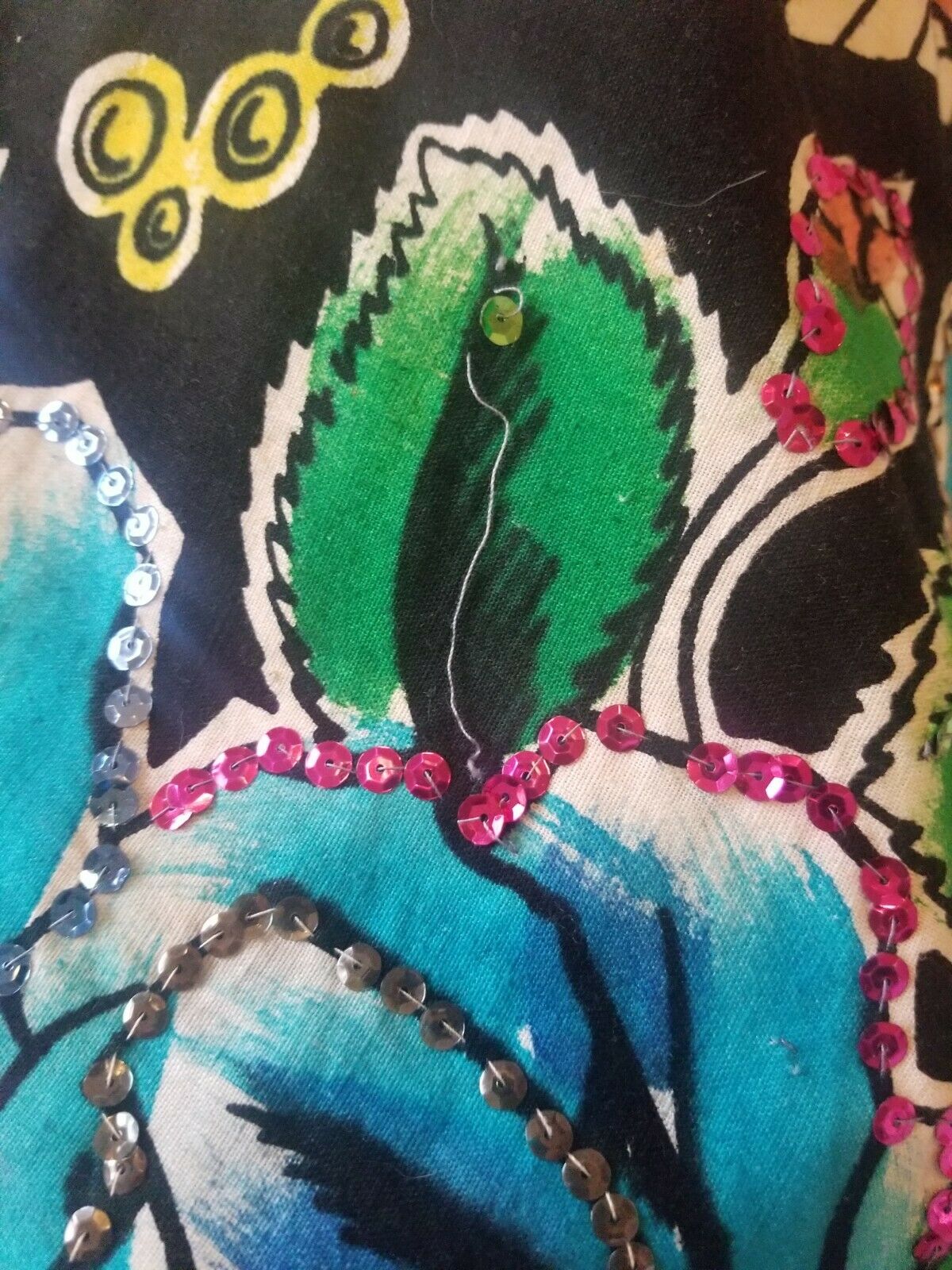 Vintage Mexican Full Circle Skirt Hand Painted Floral With Sequins Rockabilly - Fresh Stock Dated October 2025