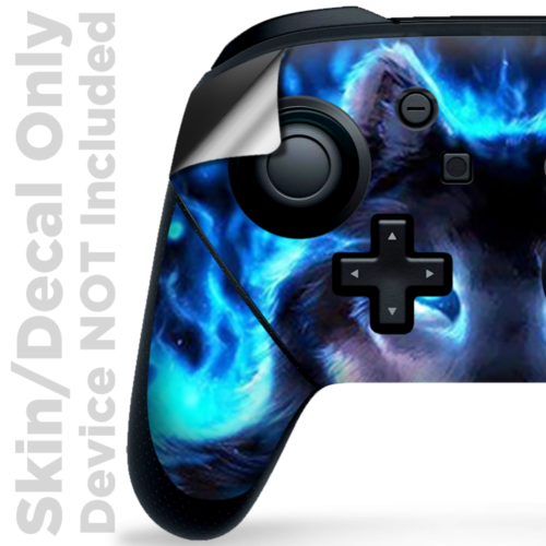 Nintendo Switch Pro Controller Skin Decal Vinyl Wrap -  Wolf Glowing Eyes Fire - Fresh Stock Dated October 2025