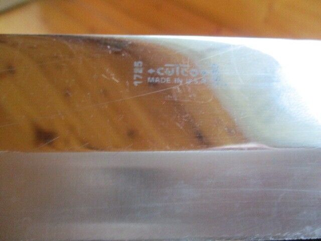 CUTCO French Chef Knife #1725 Brown Swirl Handle 9-1/4” 1989  Excellent shape - Fresh Stock Dated October 2025
