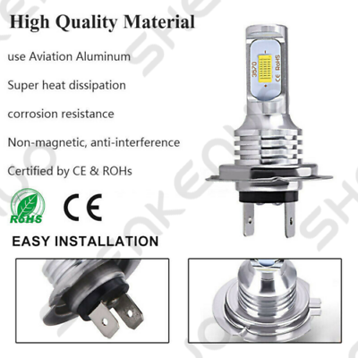For Suzuki GSXR 1000 750 600 Hayabusa Hi/Lo Beam Ice Blue H7 LED Headlight Bulbs - Fresh Stock Dated October 2025