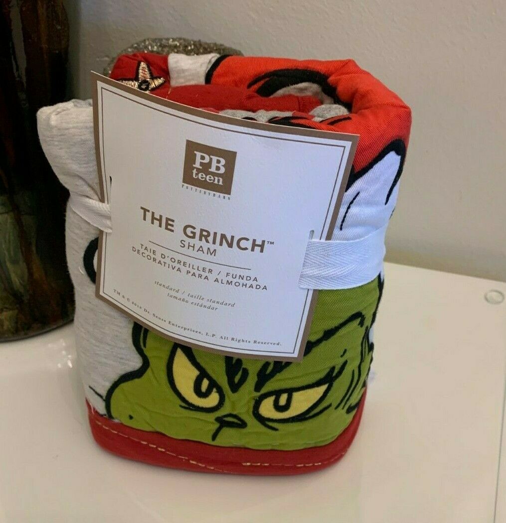 Pottery Barn Grinch Christmas pillow cover Sham gingham Dr Seuss Holiday Gift - Fresh Stock Dated October 2025