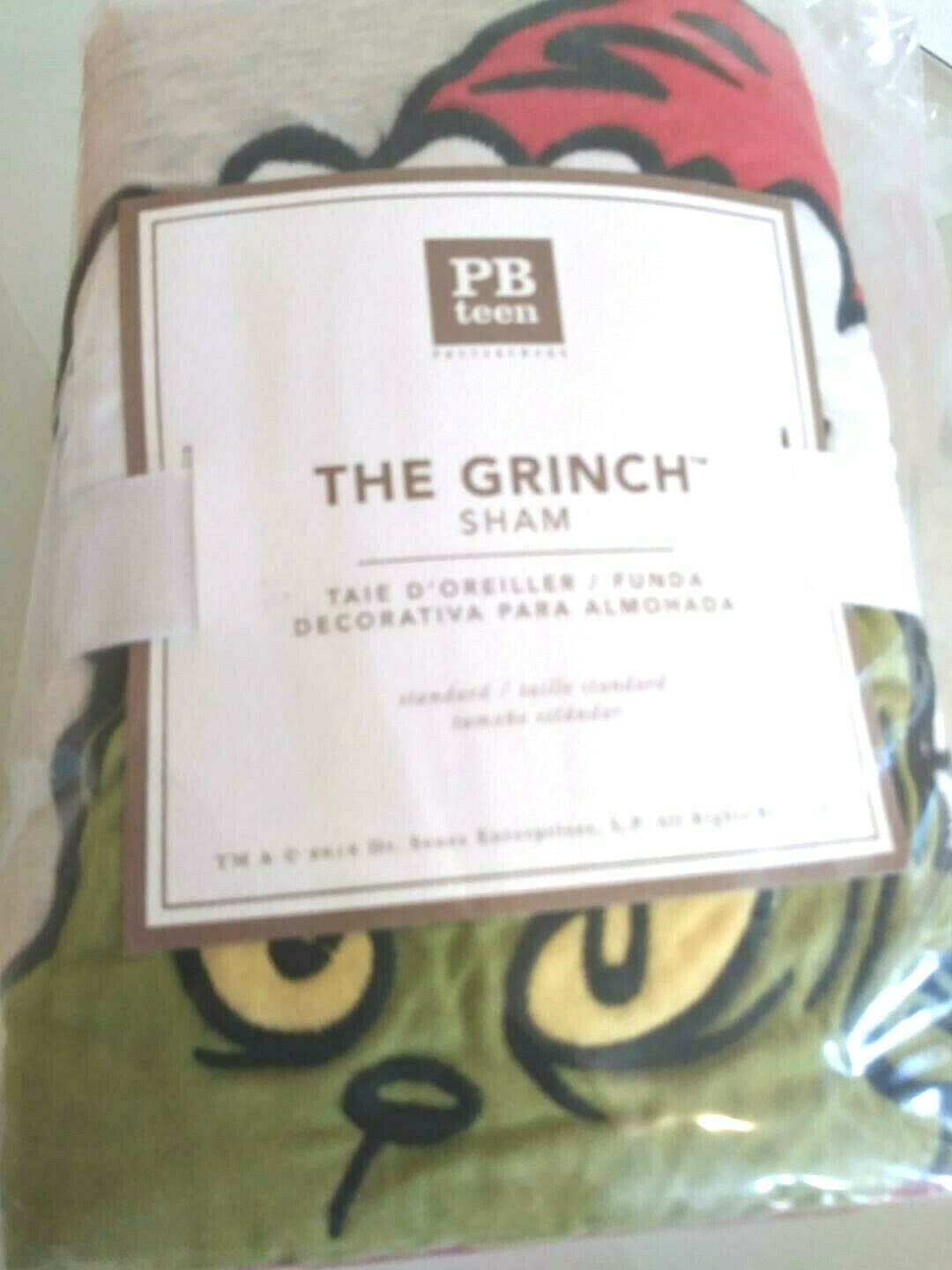 Pottery Barn Grinch Christmas pillow cover Sham gingham Dr Seuss Holiday Gift - Fresh Stock Dated October 2025