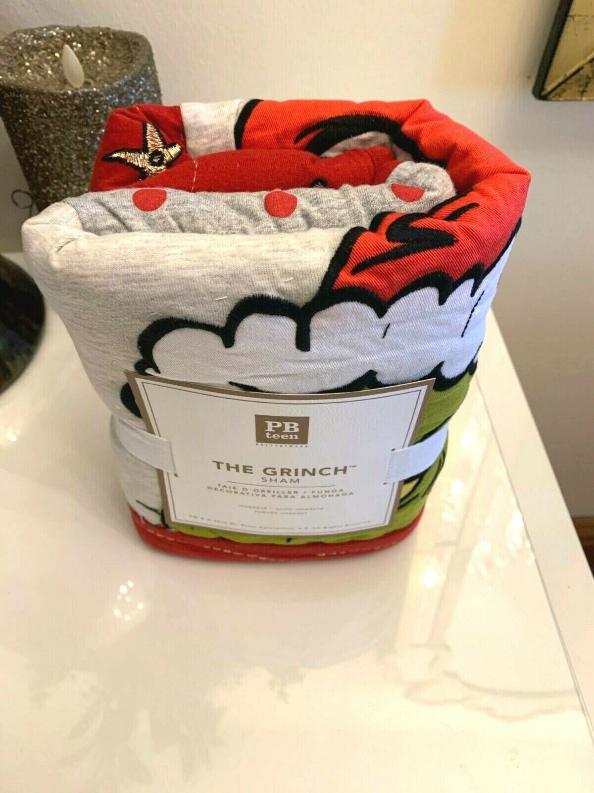 Pottery Barn Grinch Christmas pillow cover Sham gingham Dr Seuss Holiday Gift - Fresh Stock Dated October 2025