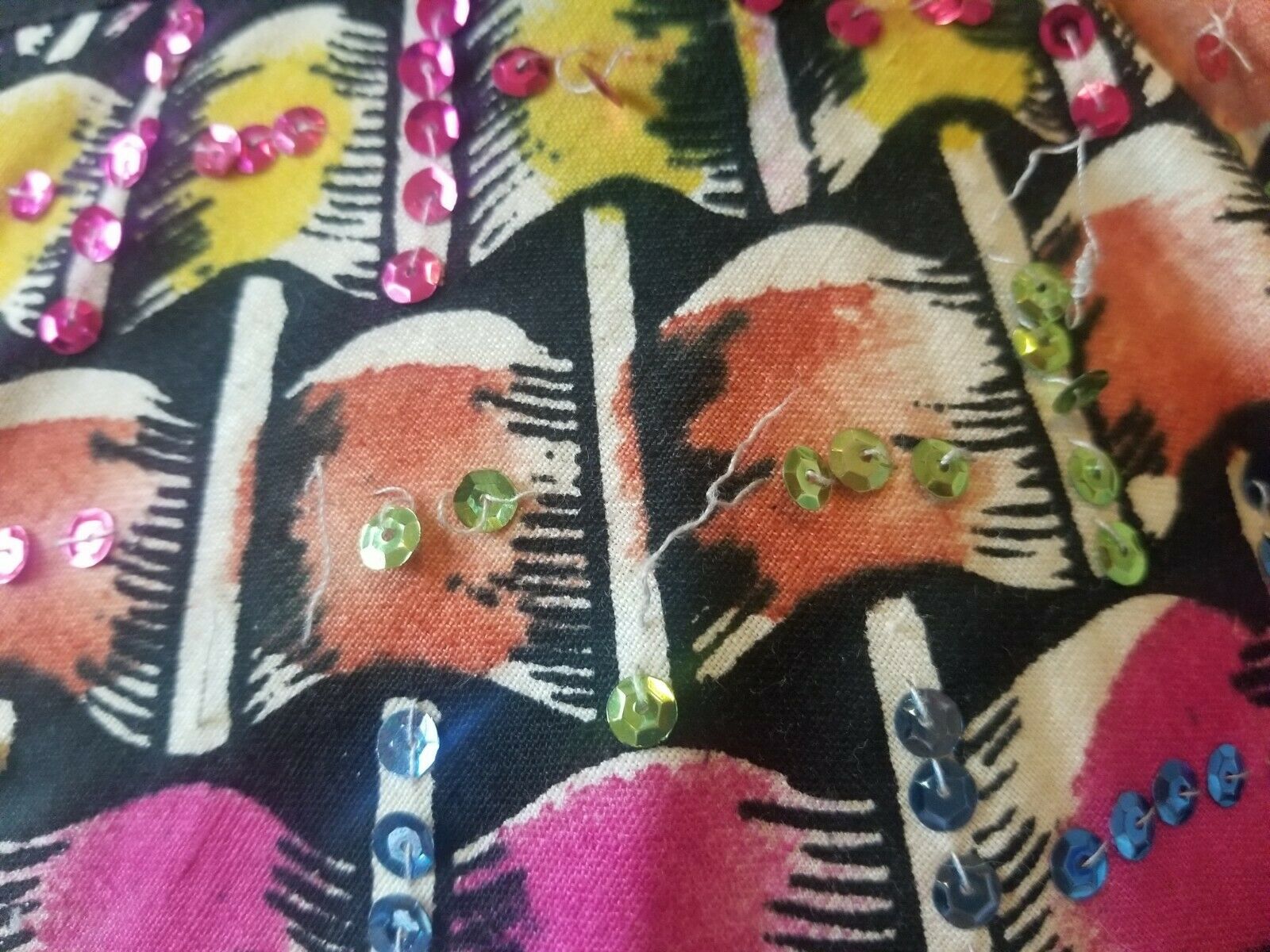 Vintage Mexican Full Circle Skirt Hand Painted Floral With Sequins Rockabilly - Fresh Stock Dated October 2025