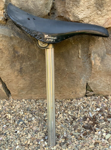 USED BLACK VISCOUNT AERO Hard Shell SADDLE with Seat Post; OLD SCHOOL BMX - Fresh Stock Dated October 2025