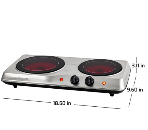 Electric Infrared Cooktop Burner Portable 2 Plate Dual Countertop Cooker Stove - Fresh Stock Dated October 2025