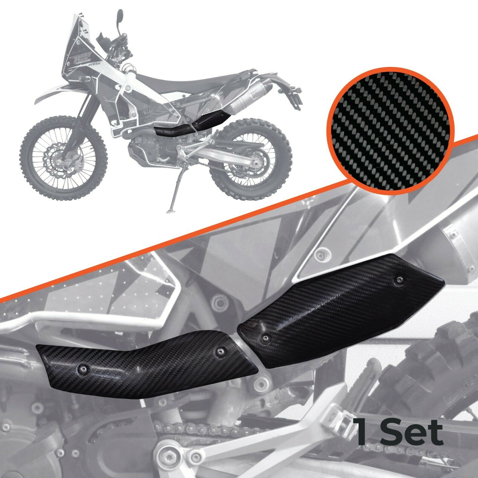 Exhaust Heat Shield Cover Protector, KTM 690 SMC/Enduro/Duke 08-18 Carbon Fiber - Fresh Stock Dated October 2025