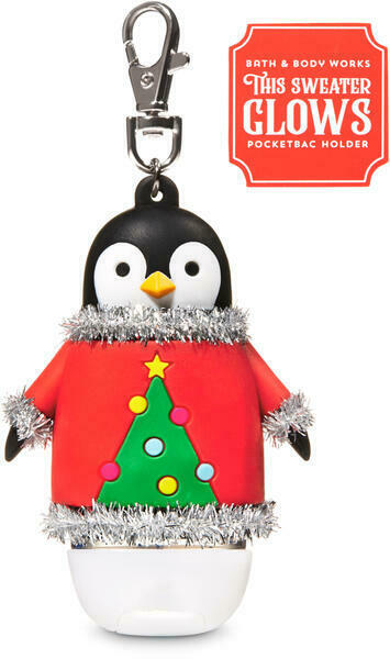 Ugly Sweater Penguin NEW Light Up PocketBac Sanitizer Holder Bath & Body Works - Fresh Stock Dated October 2025