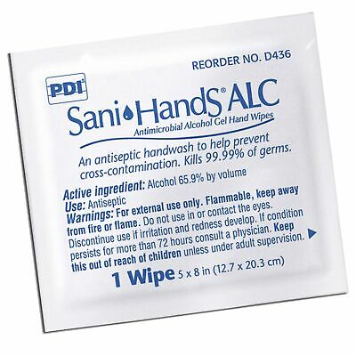 Sani-Hands Wipe Hand Sanitizing Wipe 100 Count Individual Packet 1000 per Case - Fresh Stock Dated October 2025