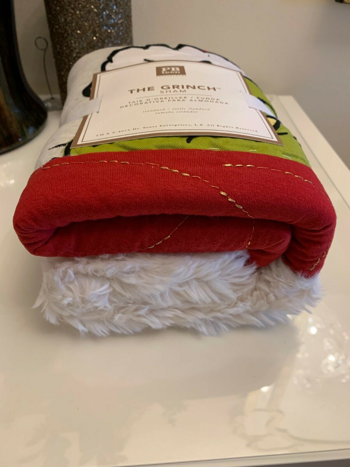 Pottery Barn Grinch Christmas pillow cover Sham gingham Dr Seuss Holiday Gift - Fresh Stock Dated October 2025