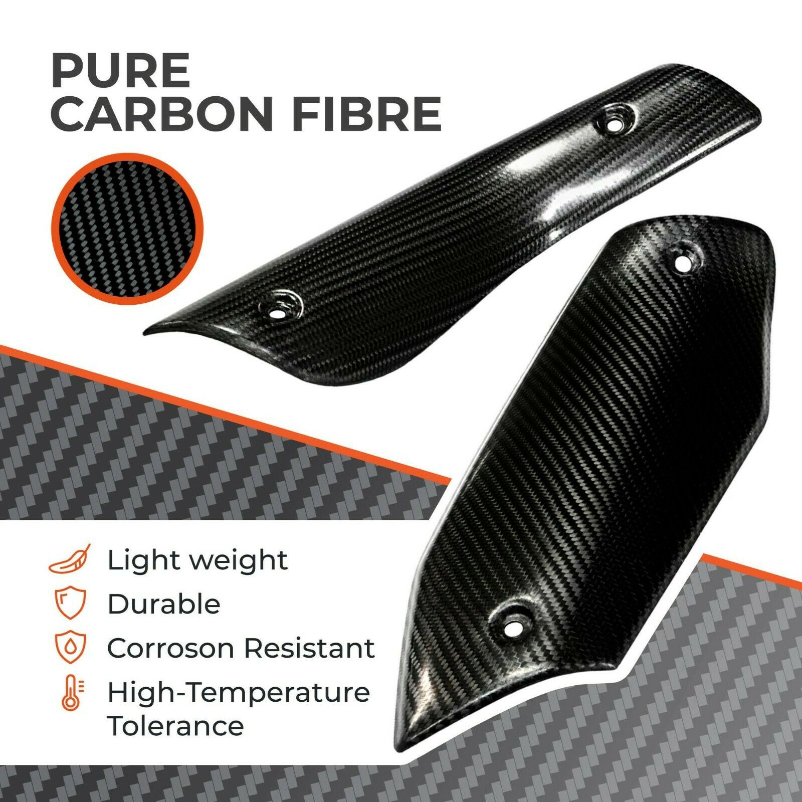 Exhaust Heat Shield Cover Protector, KTM 690 SMC/Enduro/Duke 08-18 Carbon Fiber - Fresh Stock Dated October 2025