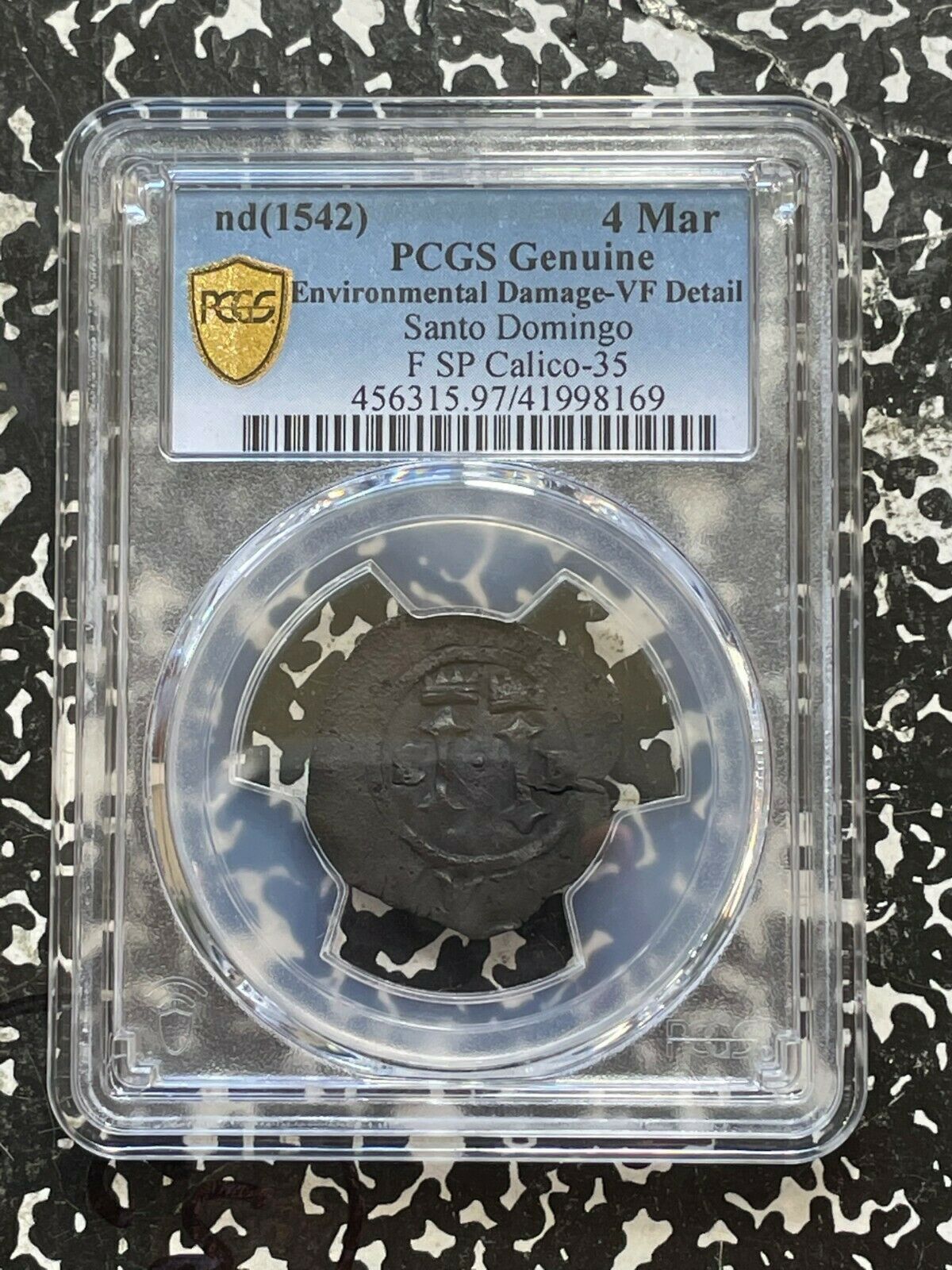 (1542) Dominican Republic Santo Domingo 4 Maravedis PCGS VF Lot#G693 Scarce! - Fresh Stock Dated October 2025